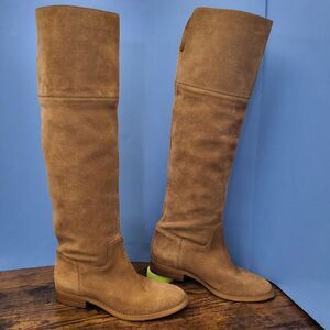 NWOT Michael Kors Regina Over The Knee Flat Riding Boot Dark Caramel Brown 6M